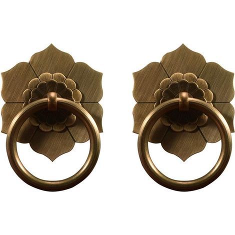 Set aus 2 antiken Messing-Griffringen für Küchenschränke, Kleiderschränke, Schubladen, Vintage-Möbelbeschläge, Griffringe im Retro-Stil (Antikbronze) (1/4)