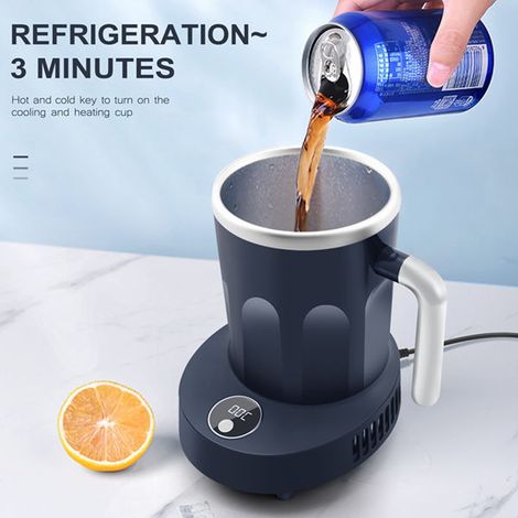 1 Tasse chauffante et rafraîchissante bleue en ABS et aluminium (prise américaine standard AC110V) pour bureau