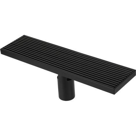 Siphon de douche linéaire 30 cm en acier inoxydable 304 noir mat, couvercle amovible (1/5)