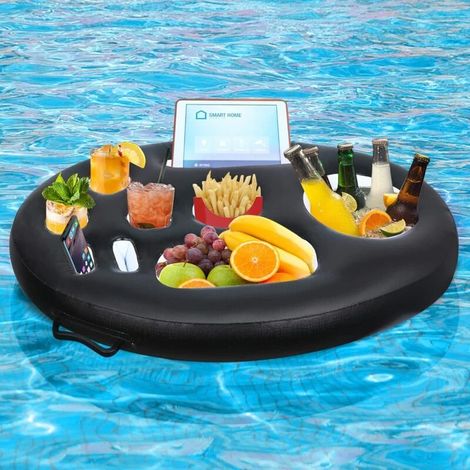 Bar flottant. Porte-boissons gonflable pour piscine. Grande capacité avec 9 compartiments - idéal pour les fêtes aquatiques. (1/5)