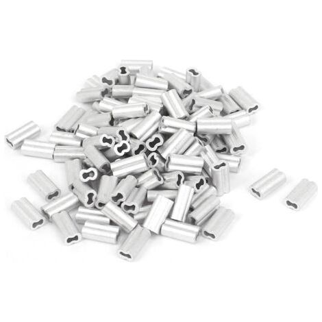 1mm Wire Rope Aluminum Sleeves Clip Fittings Loop Sleeve Cable Crimps 100pcs (1/2)