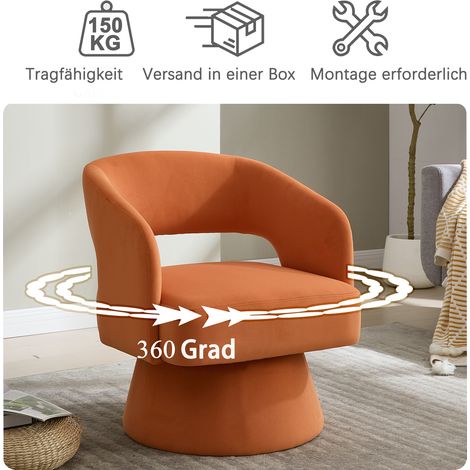 Fauteuil d'accent pivotant à 360°, moderne et confortable, en velours rond, dossier ouvert, rembourrage en mousse douce, piètement tournant en métal pour salon/chambre/bureau (1/5)