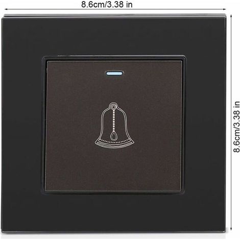 Bouton de sonnette extérieur, 220 250 V, panneau en verre trempé, interrupteur de sonnette, carillon étanche sans fil, bouton pou (1/3)