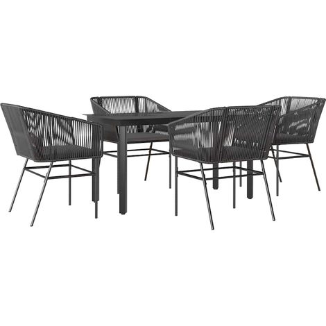 Maison Exclusive - 5-tlg. Garten-Essgruppe mit Kissen Schwarz Pol