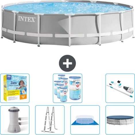 Piscine Intex Round Prism Frame - 427 x 107 cm - Grise - Comprend des Accessoires CB51 (1/4)