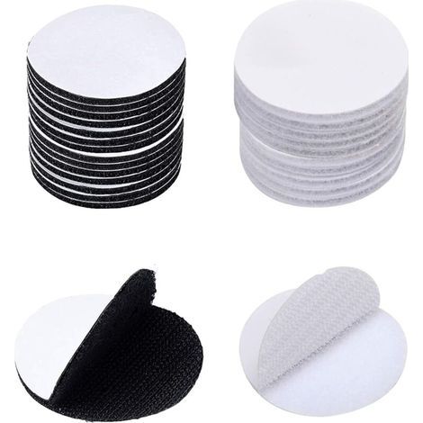 60 Stück (30 Paare, 30 mm) runde Klettverschlüsse, 30 mm runde Klebehaken und -bänder für Papier, Kunststoff, Glas, Leder, Metall und Kleidung (1/5)