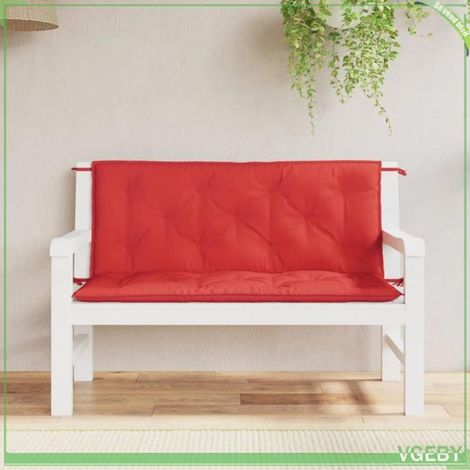 361684 Coussins de banc jardin lot de 2 rouge 120x50x7 cm tissu Oxford (1/5)