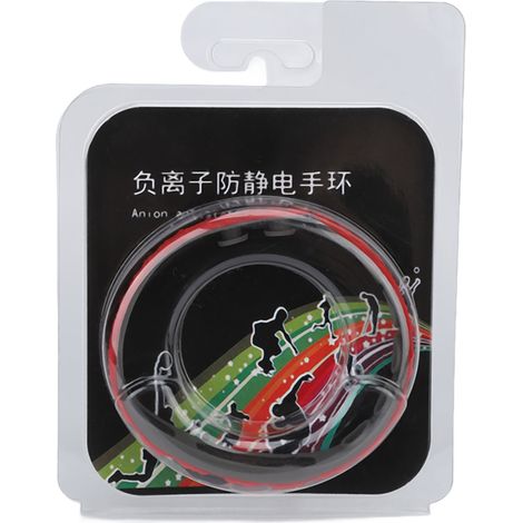 Bracelet antistatique sans fil, ions négatifs, silicone rouge, poignet antistatique rechargeable pour femme et homme (1/5)