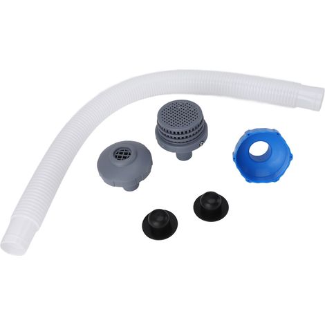 Kits de raccordement pour buse d'eau de piscine, tuyau et adaptateur pour skimmer, ensemble B avec grille de sortie et bouchon pour orifice d'entrée de la buse, pour piscine hors sol. (1/5)