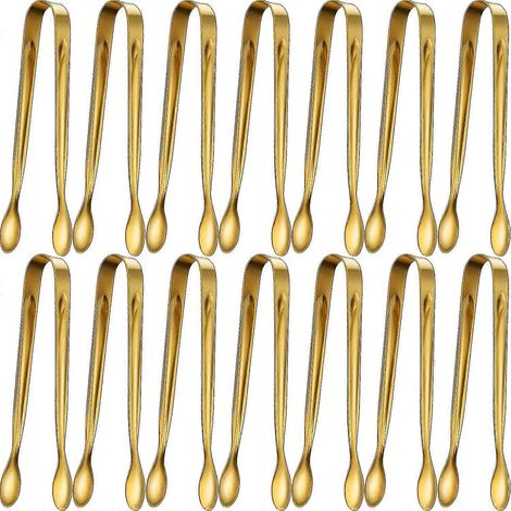 12 pinces à sucre, pinces à glaçons, mini pinces de service en acier inoxydable (argent, 11 cm) - MXBC (1/5)