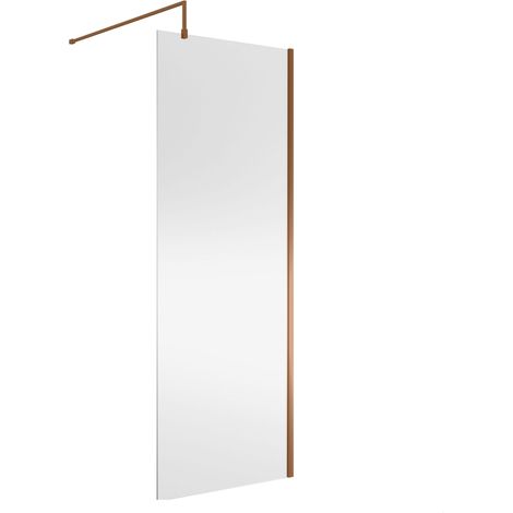 Balterley Wetroom Screen with Support Bar, 800mm, Brushed Bronze