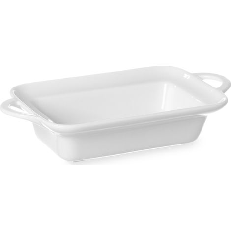 Fuente rectangular para hornear con asas, 190x120x50 mm, porcelana blanca - Hendi 784112