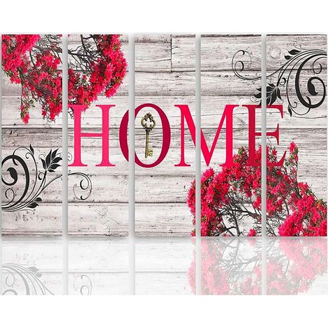 Tableau inscription maison avec des fleurs 2 - 150 x 100 cm (1/5)