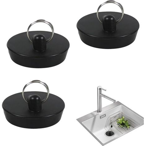 Drain Plug, 3 Pcs Rubber Sink Plugs, Kitchen Sink Plugs, Bathtub Plug, Drain Plugs with Hooks, for Kitchen, Bathroom