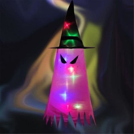 Décoration de jardin Glowing Halloween Holiday LED Lights Witch Hat Lamp Pendant 4309 (1/2)