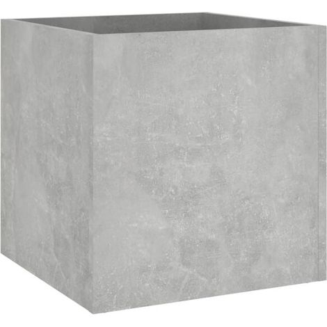 Pot de fleurs gris béton, 40 x 40 x 40 cm, bois composite (1/5)
