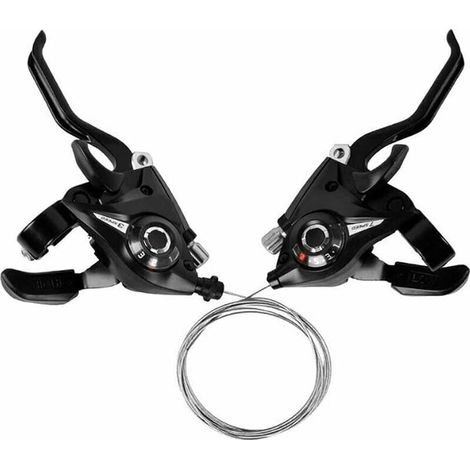Levier de Vitesse Vélo, 3 x 7 Manettes de Vitesse pour VTT, avec Câble de Frein et Indicateur de Vitesse. (1/4)