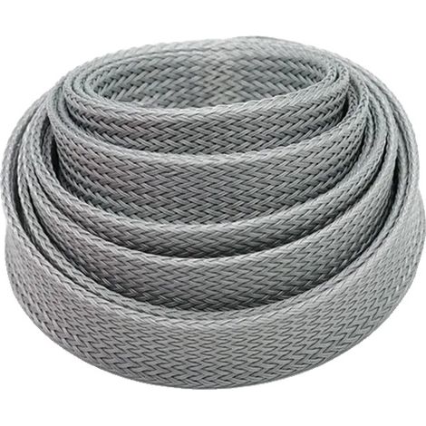 Guaina per cavi, lunga 5 metri, design intrecciato espandibile, 10 mm, grigio-b, 5m-b (1/2)