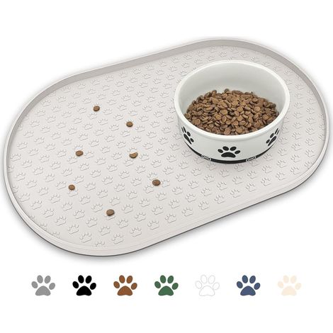 Tappetino antiscivolo per ciotola del cibo per cani Tappetino impermeabile per ciotola del cibo, Grigio, Impermeabile, cani e gatti di taglia media e piccola Grigio chiaro