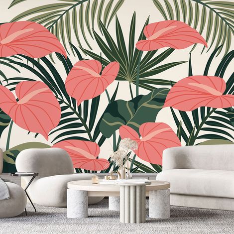 Papier peint panoramique - Plantes tropicales - 130 cm x 55 cm (1/4)