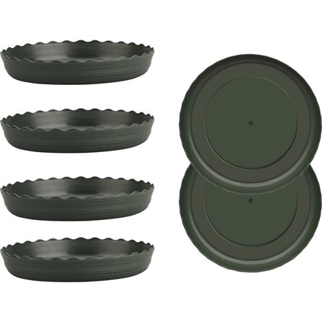 Sous-plat de Pots en Plastique Vert, Diamètre 27.5cm, Pack 6, Support Léger et Durable (1/5)