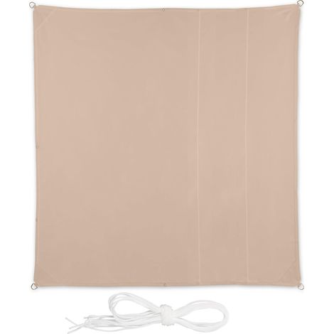 Voile d'ombrage, imperméable, Polyester, carrée, 2,5 x 2,5 cm, pour Le Jardin ou Le Balcon, Beige (1/5)
