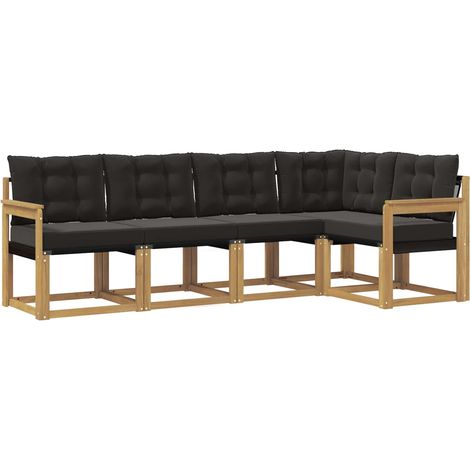 Outdoor Sofa Set with Cushion 5 pcs White and Black vidaXL (1/5)