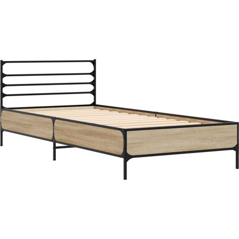 Cadre de lit chêne sonoma 90x200 bois d'ingénierie et métal (1/5)