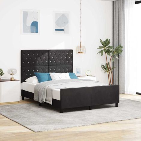 Cama tipo Box Spring con cabecera Negro 140 x 200 cm Terciopelo (1/5)