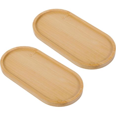 bandejas ovaladas de bambú – 17,5 × 8,8 × 1 cm – para cosméticos/té/vajilla – naturales y ligeras – para el baño