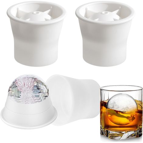 Runde Silikon-Eiswürfelform, stapelbar und leicht zu entformen, kugelförmiger Eiswürfelbereiter, runde Eiswürfelform mit Deckel. (1/5)