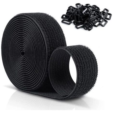 10 attaches auto-agrippantes réutilisables MX de 20 mm, colliers de serrage réglables avec 50 boucles en plastique, colliers de serrage en nylon noir avec fermeture auto-agrippante, découpables à la l