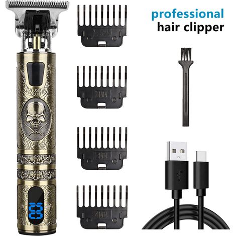 Tondeuse à cheveux électrique tête de rasoir rasoir rasoir coiffure ÉLECTRIQUE fader huile tête sculptée bordure électrique Push ciseaux set (1/3)