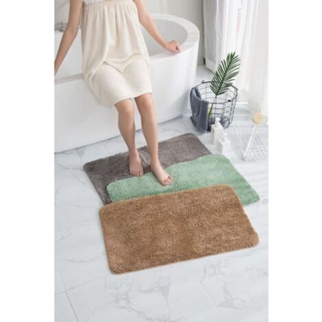 Tapis de bain absorbant et antidérapant, lavable en machine, tapis de douche en microfibre douce (vert clair, 40 x 60 cm)
