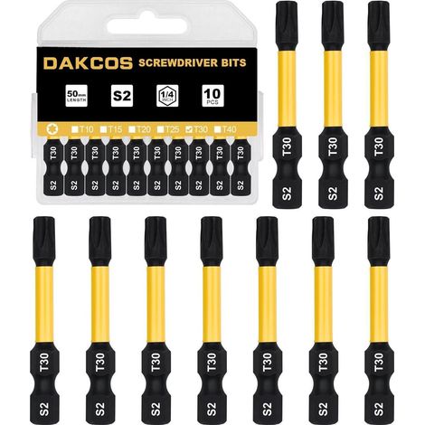 Bit Torx T30 S2 Sechskantschaft 50 mm 10 Stück T30-Bit Box (1/4)