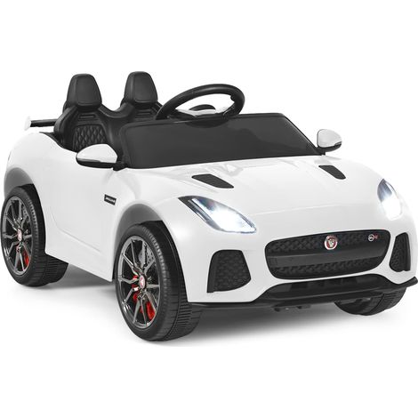 GOPLUS 12V Jaguar Voiture Electrique avec Télécommande pour Enfants, Cabriolet 3-5 KM/H Démarrage/Frein en Douceur,Sons et Musique avec Volume Réglable,pour Enfants 3-8 Ans,Jusqu’à 25KG (Blanc)