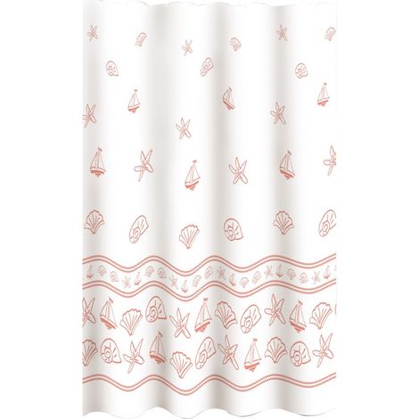 Coquillage Rideau de Douche Polyester Blanc/Rose 200 x 18 x 1 cm (1/2)