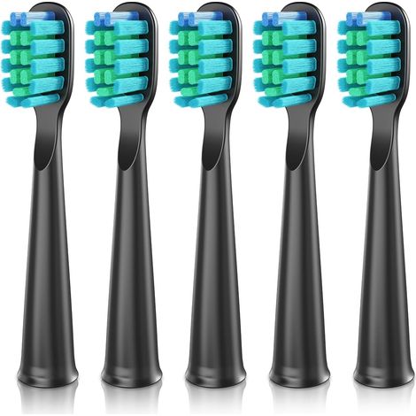 Electric Toothbrush Replacement Heads - Pack of 5 (Soft Black (0.15mm)) (1/3)