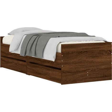vidaXL Giroletto con Cassetti Rovere Marrone 90x190 cm (1/4)