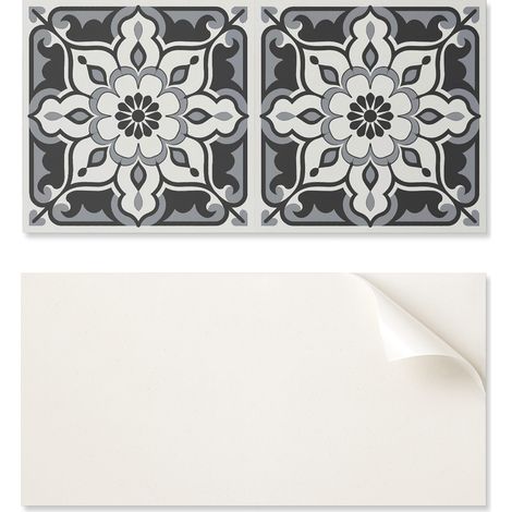 Panel de vinilo autoadhesivo para cocina, 100x50 cm, con estampado floral y adornos.