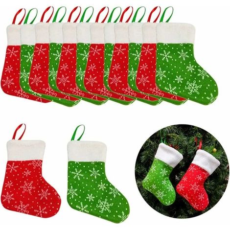 Ensemble de 12 petites chaussettes de Noël à accrocher au mur pour le sapin de Noël - (1/5)