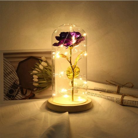 Lampadaire de chevet en verre LED violet, veilleuse rose pour décoration intérieure, cadeau d'anniversaire (1/5)