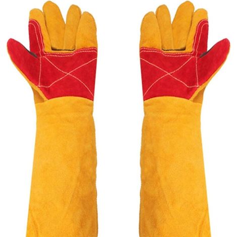 Gants de Soudage Épais avec Manches Extra Longues 61 cm - Résistants à la Chaleur - Pour Travail de Cheminée et Jardinage Coupe (1/5)