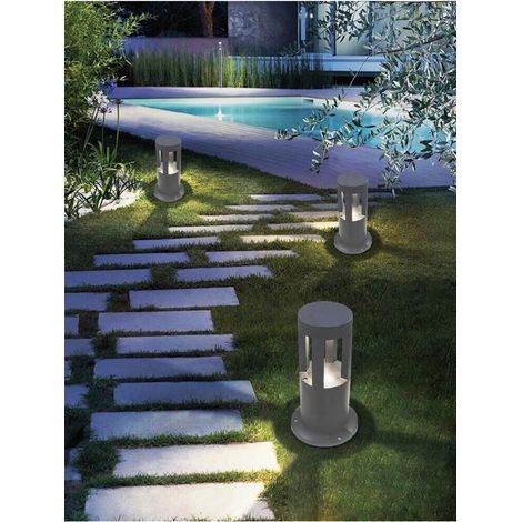 Lampioncino Da Terra Lampada 12 W Led Luce Naturale Lampione Grigio Per Giardino