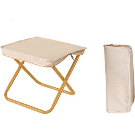 Folding Camping Stool, Mini Folding Stool, Foldable Chair with Storage Bag, Ultralight Seat for Travel, Garden, Fishing, BBQ and Beach (Beige) (1/5)
