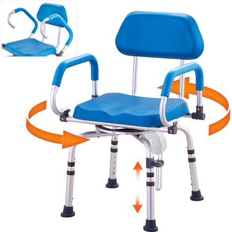 Chaise de Douche Pivotante à 360°, Siège de Douche Réglable avec Bras Pivotants, Siège de Baignoire Rotatif Antidérapant, Capacité de Charge 135 kg, pour Personnes Âgées Handicapées Blessées (1/5)