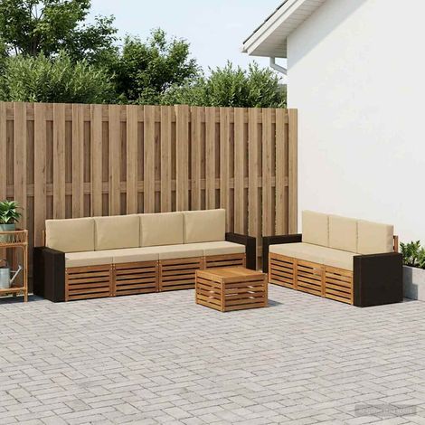 vidaXL Sofagarnituren mit Kissen 8 pcs Massivholz Akazie (1/5)