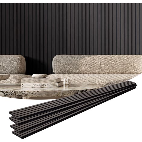 VEVOR Akustikpaneele, Akustikplatten, 2400 x 200 mm, MDF-Akzent-Holzwandpaneele für moderne Innenwanddekoration, Kunstholz-Wandplatten zur Geräuschreduzierung, Schwarzeiche, 4er-Set