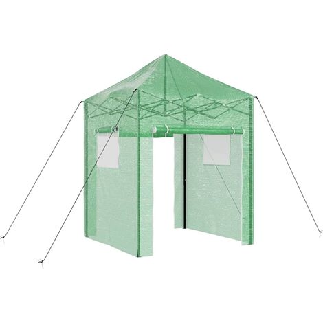 Serre pop-up rectangulaire jardin 200 x 200 x 300 cm pliable extérieur moderne en fer vert