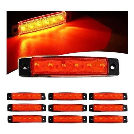 10 luces LED de posición laterales, luces indicadoras LED delanteras y traseras de 12 V para remolque, camión, caravana, furgoneta camper, tractor, autobús, etc. (Rojo) (1/5)